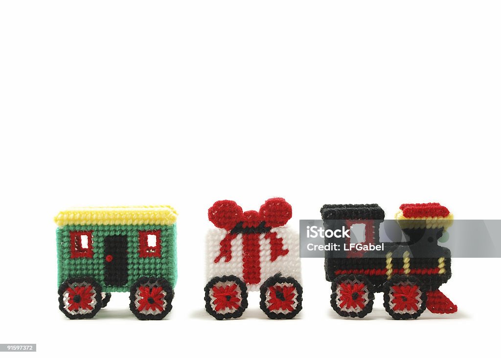 Três bordados trem de carros - Foto de stock de Bola de Árvore de Natal royalty-free