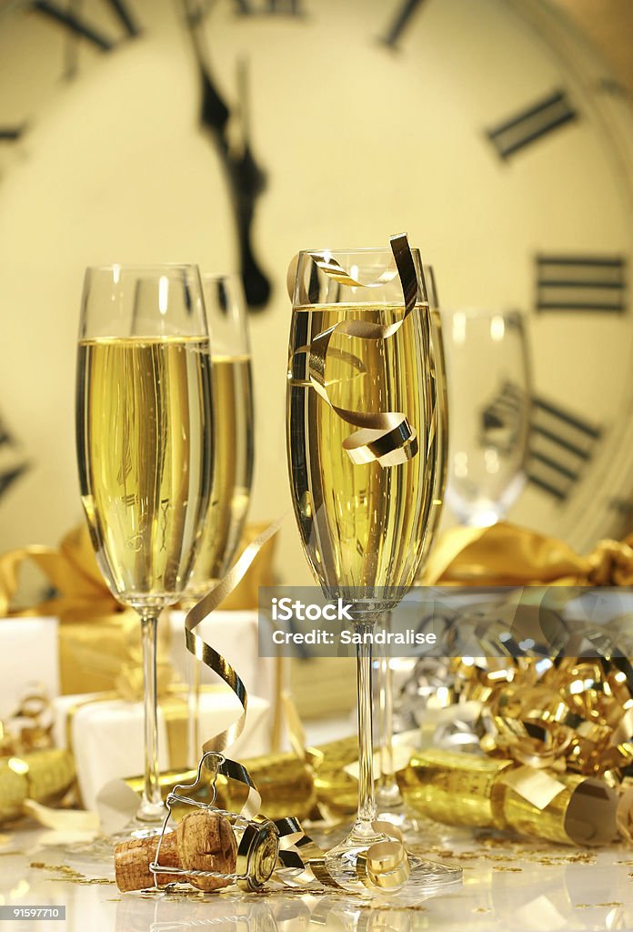 Midnight champagne for the New Year  New Year Stock Photo