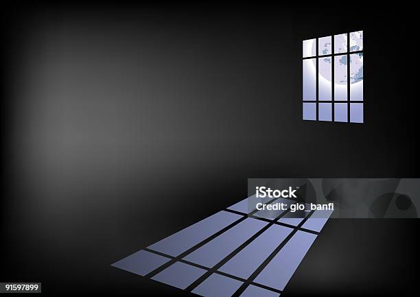 Поэтому Темноте — стоковая векторная графика и другие изображения на тему Тюрьма - Тюрьма, Депрессия, Иллюстрация