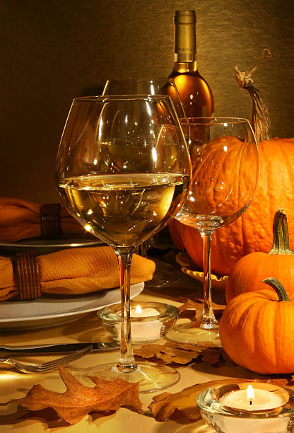 Wine at Thanksgiving stock photo