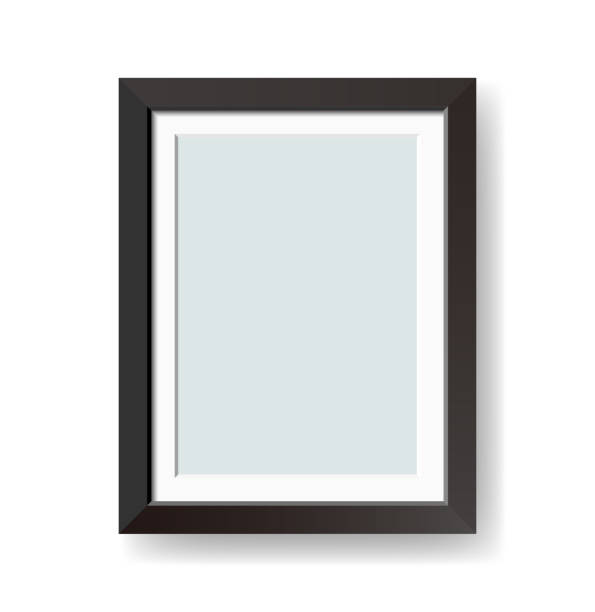 illustrazioni stock, clip art, cartoni animati e icone di tendenza di cornice nera vuota vettoriale isolata su sfondo bianco - picture frame frame wood photograph