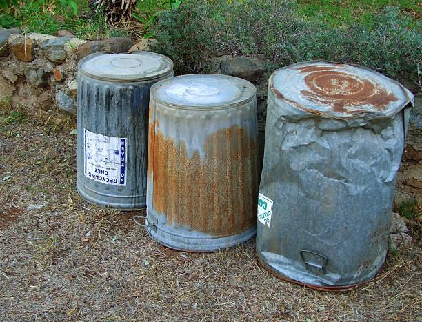 Old Trash Cans stock photo