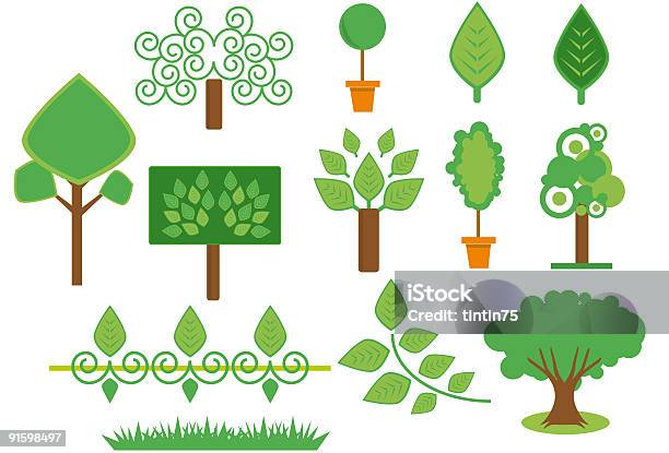 木々や植物の設定 - 植木箱のベクターアート素材や画像を多数ご用意 - 植木箱, 青々とした, イラストレーション