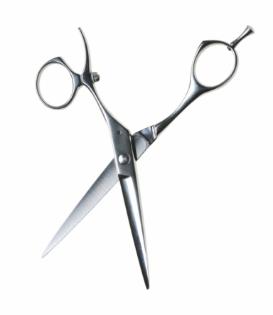 Set.Professional scissors for cutting hair on a blank background