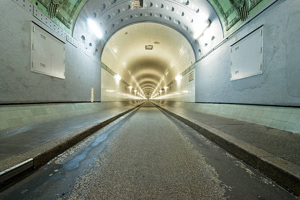 Motion blurred car in tunnel
