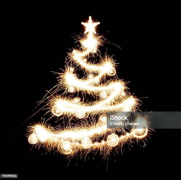 Neujahr Baum Aus Sparks Stockfoto und mehr Bilder von Funken - Funken, Weihnachten, Abstrakt