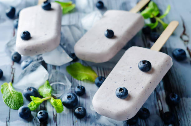 istock Vanilla blueberry cream cheese ice cream with fresh blueberries 915991674