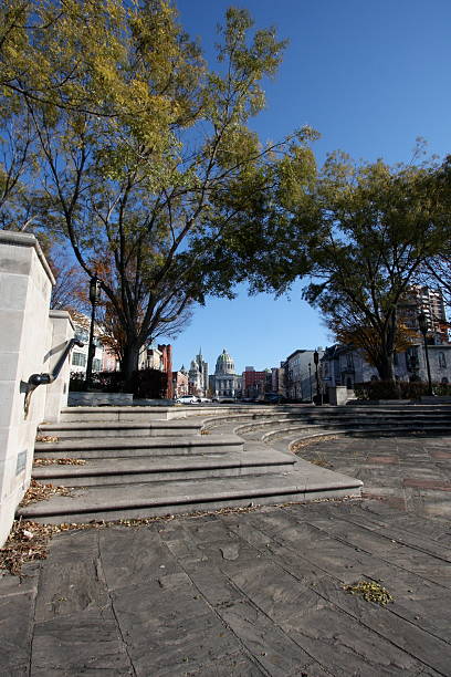 istock Harrisburg PA Capitol & River Front Park Stairs With Trees 91599263