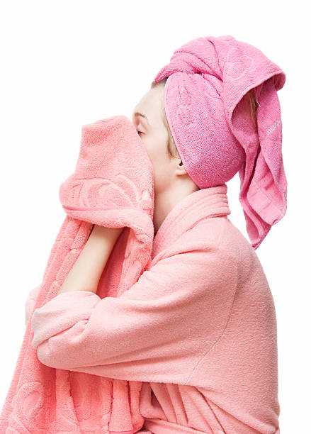 istock Young woman with towels 91599264