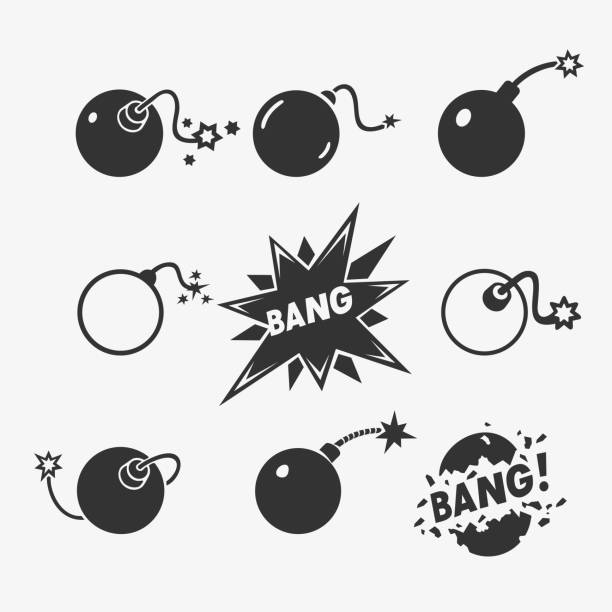Set of Vector Bomb Symbols Set of Vector Bomb Symbols. Authors Concept In the style of the Stencil. bomb stock illustrations