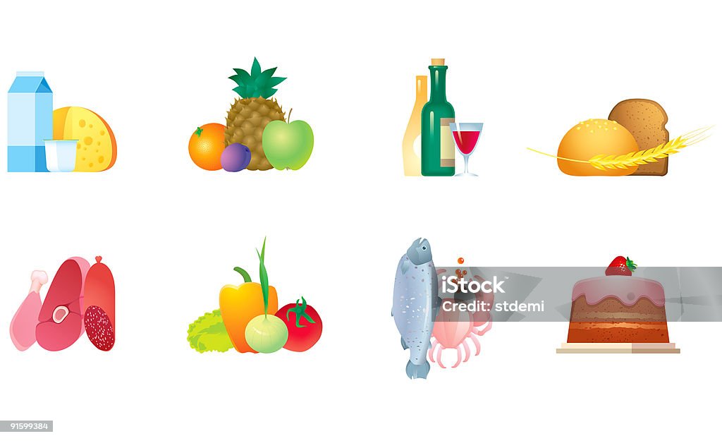 Ikony żywności - Zbiór ilustracji royalty-free (Jogurt)