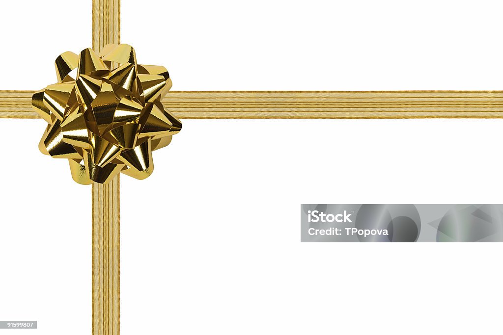 Arco e fita de Ouro - Royalty-free Bola de Árvore de Natal Foto de stock