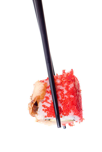 Holding Sushi isolated on white background