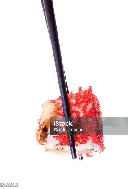 Sushi With Chopsticks Shot On White Stock Photo - Download Image Now - Appetizer, Asia, Asian and Indian Ethnicities