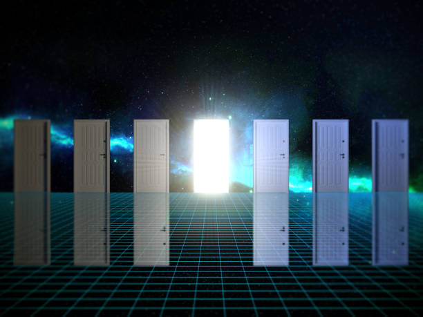 Futuristic Abstract Bright Door To Space ( 3d render )