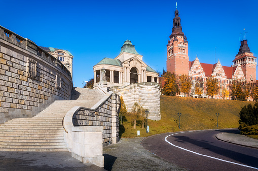 Cesky Krumlov, Czechia - Oct 3, 2019: Dairy Building at Cesky Krumlov Castle and Upper Castle Entrance - Cesky Krumlov, Czech Republic