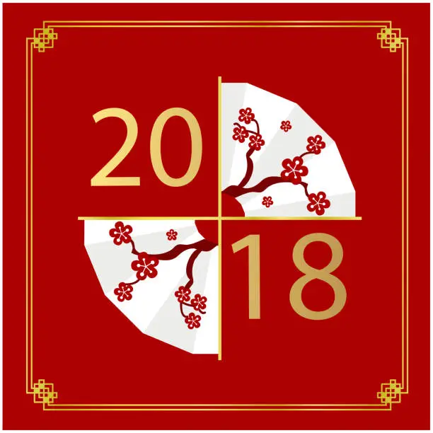 Vector illustration of 2018 Chinese new Year Red Background Vector Image