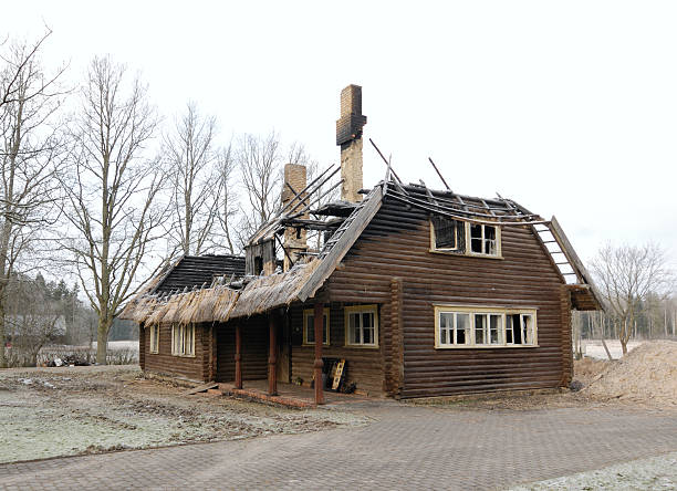 istock Fire disaster - roof of house 91600697