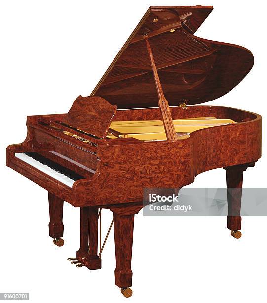 Grand Piano On White Stock Photo - Download Image Now - Cut Out, Grand Piano, Classical Style