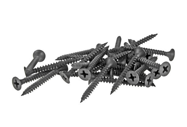 istock Black screws isolated on a white background 916028154