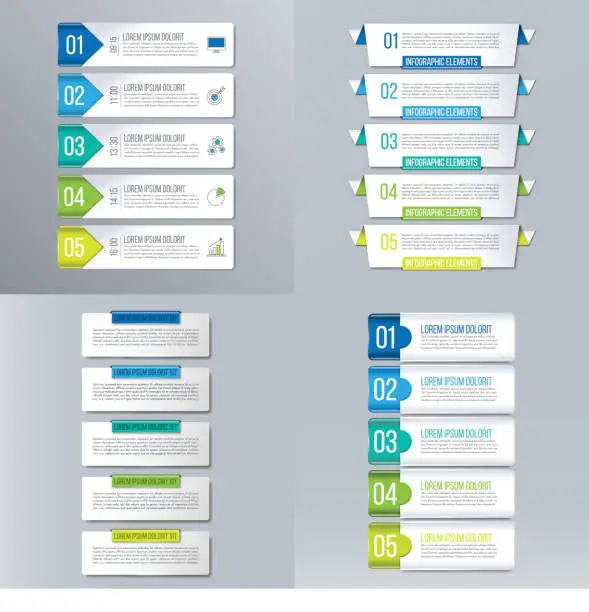 Vector illustration of Infographics set. Creative business and marketing concept with 5 options.