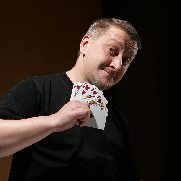 istock Portrait of the man with royal flush 91603079