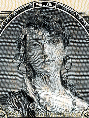 Gypsy woman portrait from old Mexican money