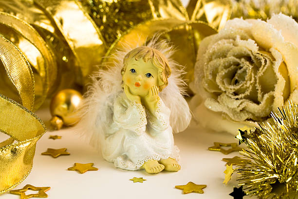 istock Little angel and Christmas decorations 91603333