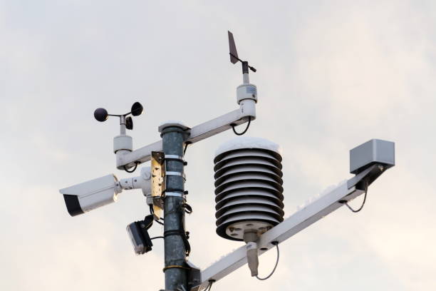 istock Weather station for meteorological forecast, anemometer, wind meter, direction sensors 916041408