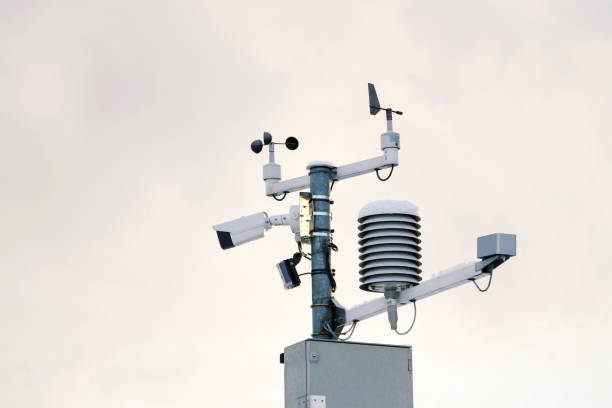 istock Weather station for meteorological forecast, anemometer, wind meter, direction sensors 916041520