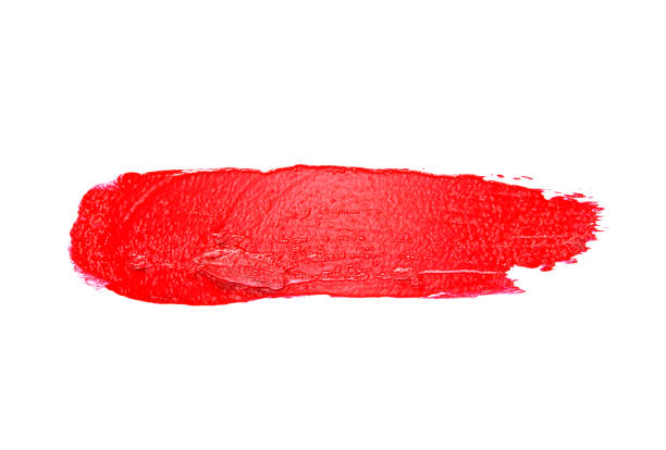 istock Red color lipstick stroke on white background 916043820