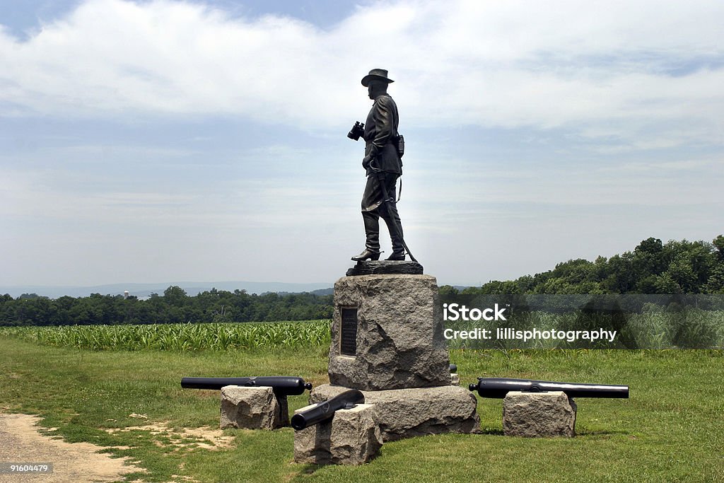 Statua del soldato della guerra civile americana Gettysburg Battlefield - Foto stock royalty-free di Parco pubblico