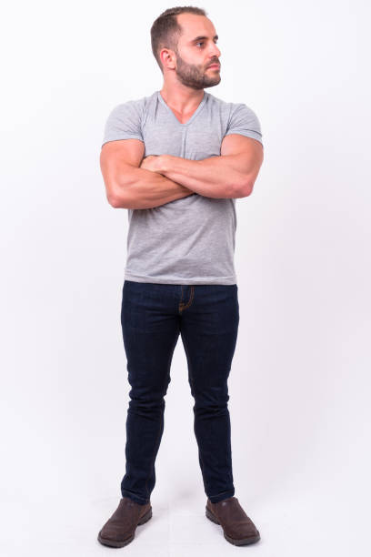 istock Portrait Of Man Against White Background 916044892