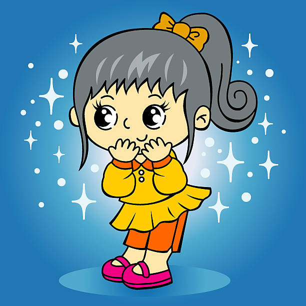 Bright Little girl vector art illustration