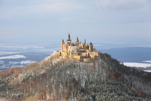 Panoramic view of Hohenzollern Castle in summer, Germany