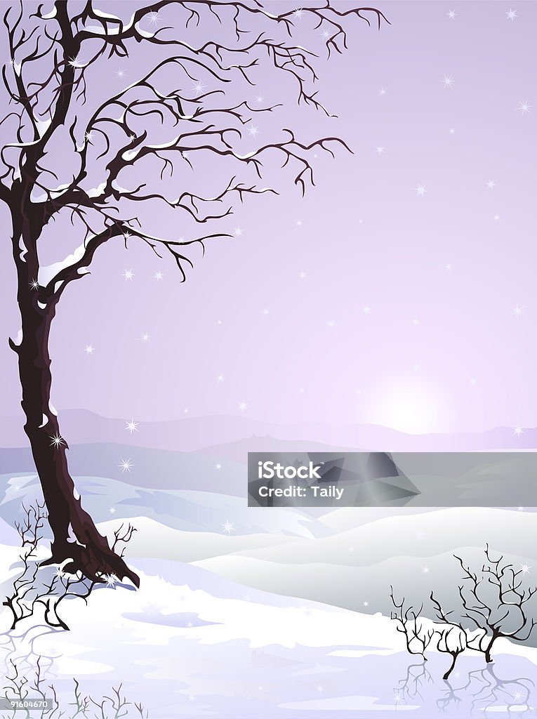 Snow-covered tree  Snow stock illustration