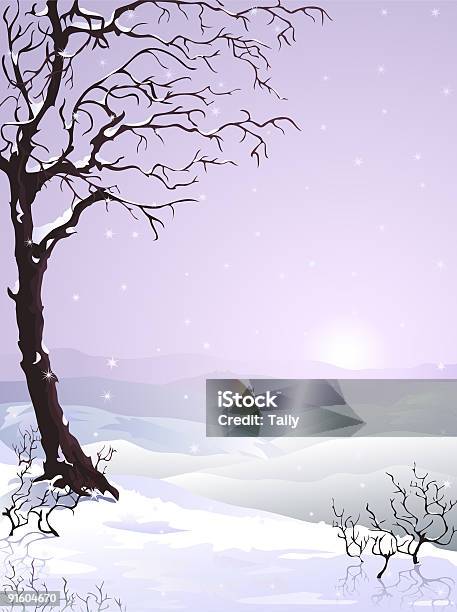 Snowcovered Tree Stock Illustration - Download Image Now - Snow, Bare Tree, Beauty In Nature