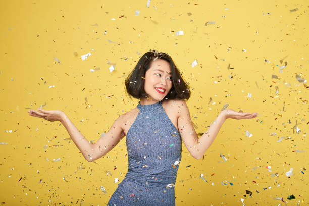 istock Woman in bright confetti 916048906