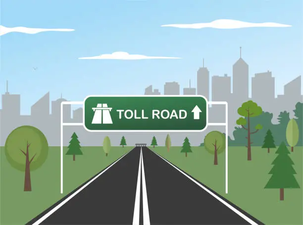 Vector illustration of Highway and toll road traffic sign