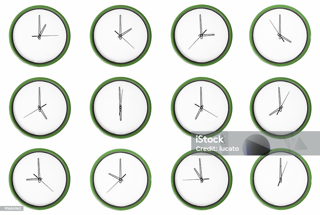 Empty 12 clocks - No digits.  3 O'Clock Stock Photo