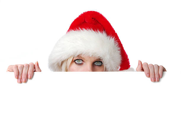 istock Santa Girl holding blank sign 91604974