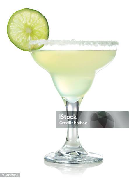 Classic Margarita Cocktail With Lime Stock Photo - Download Image Now - Margarita, Cocktail, Cut Out