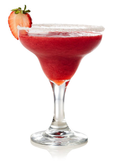 istock Strawberry margarita cocktail isolated on white 916049888