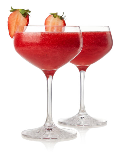 Two strawberry daiquiri cocktails