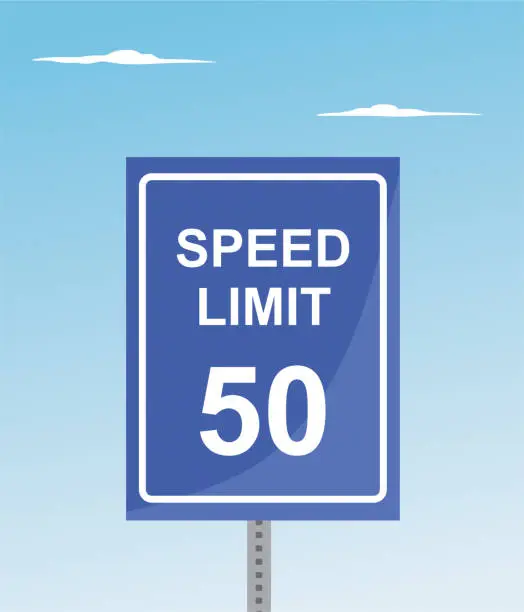 Vector illustration of Speed limit 50 mph road sign