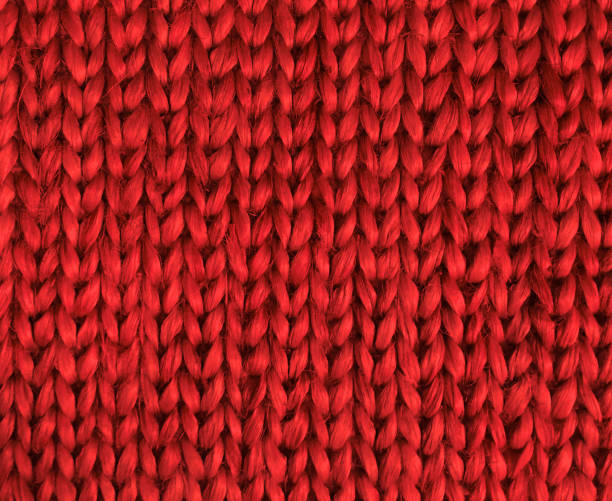 高解像度赤ニット生地クローズ アップ - sewing close up pattern wool ストックフォトと画像