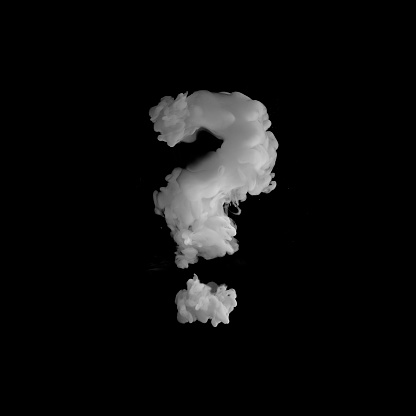 isolated milk cloud question mark at black background