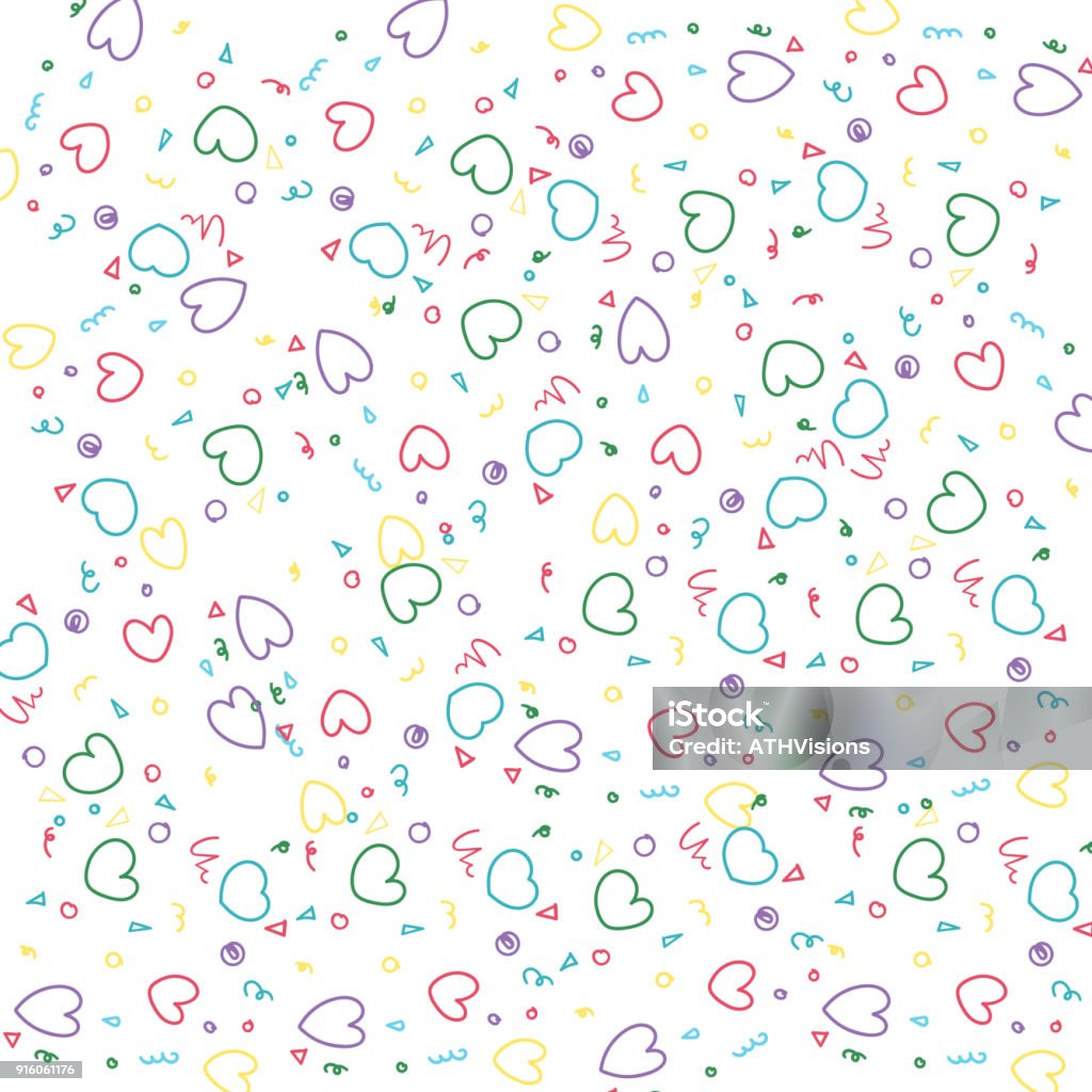 Kid Heart Pattern Vector Of Kids Pattern Heart Doodle On White Background Stock ...