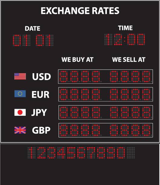 wymiana walut czarny wyświetlacz wektor obrazu - exchange rate stock illustrations
