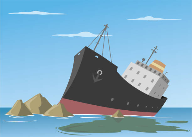 Ship wreck vector illustration ship wreck sinking boat stock illustrations